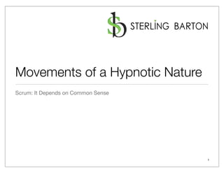 Movements of a Hypnotic Nature
Scrum: It Depends on Common Sense




                                    1
 