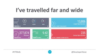 I’ve travelled far and wide
#YITMelb @DeveloperSteve
 