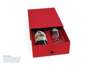B2B Direct Mail
Launch of Birra Moretti (the No.1 Italian
lager) in the UK for Heineken Europe.
The high quality presentation box was
sent to Italian restaurants. Response
rate of 9%, sales targets exceeded.
 