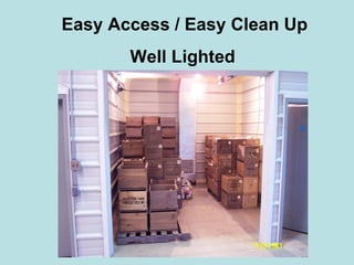 Easy Access / Easy Clean Up Well Lighted 