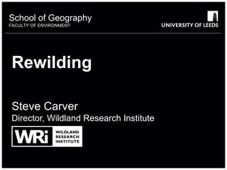 School of Geography
FACULTY OF ENVIRONMENT




 Rewilding

 Steve Carver
 Director, Wildland Research Institute
 