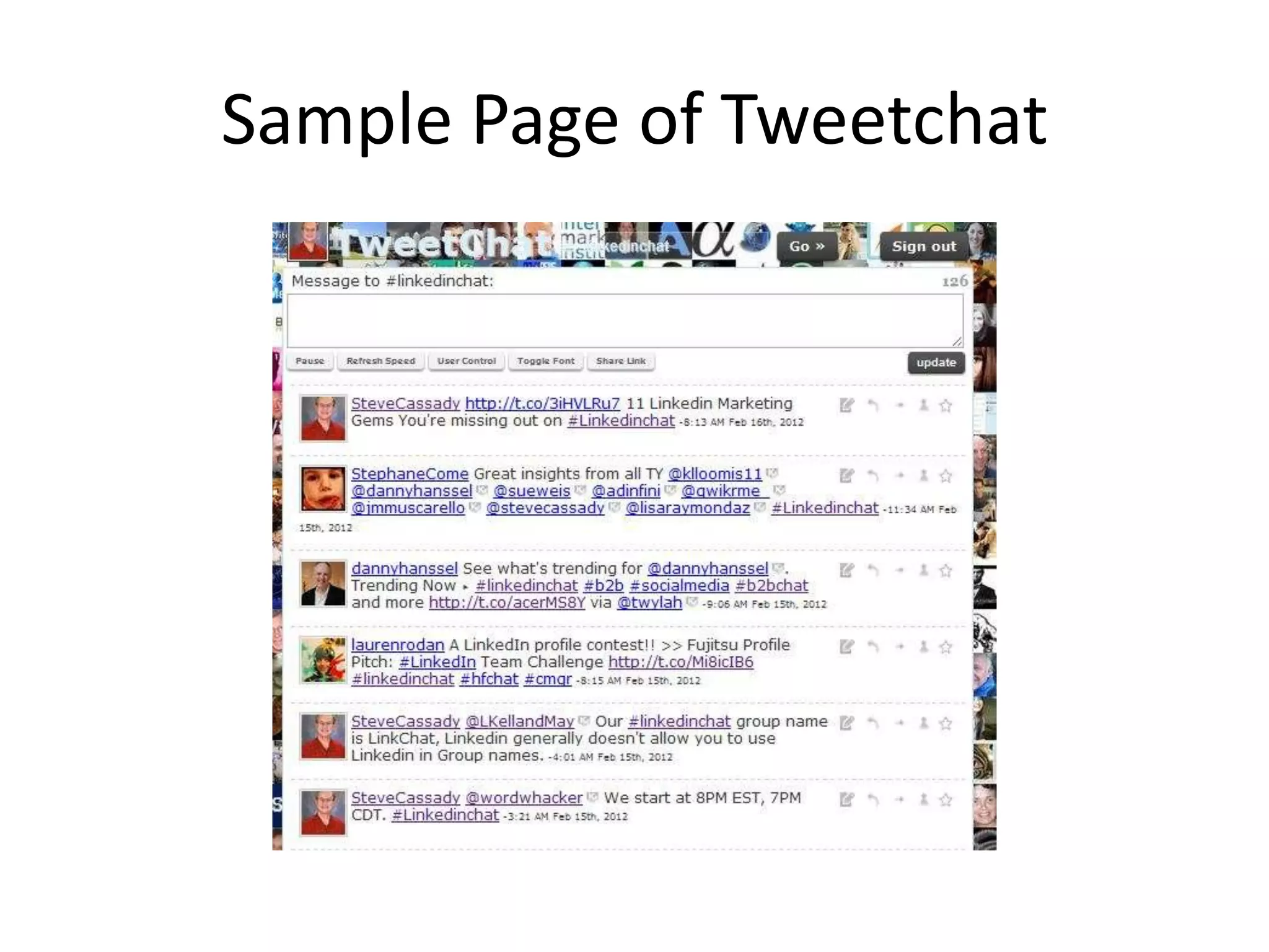Sample Page of Tweetchat
 