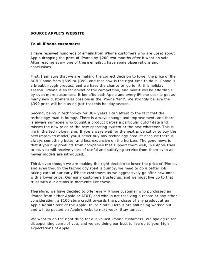 steve jobs letter to all iphone customers form letter steve jobs letter