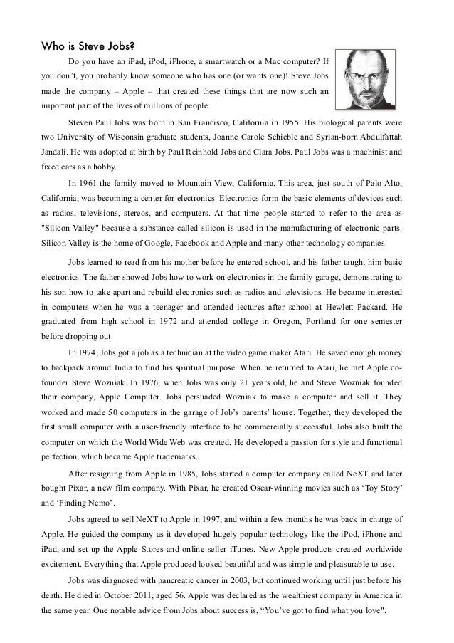 Worksheet Steve Jobs