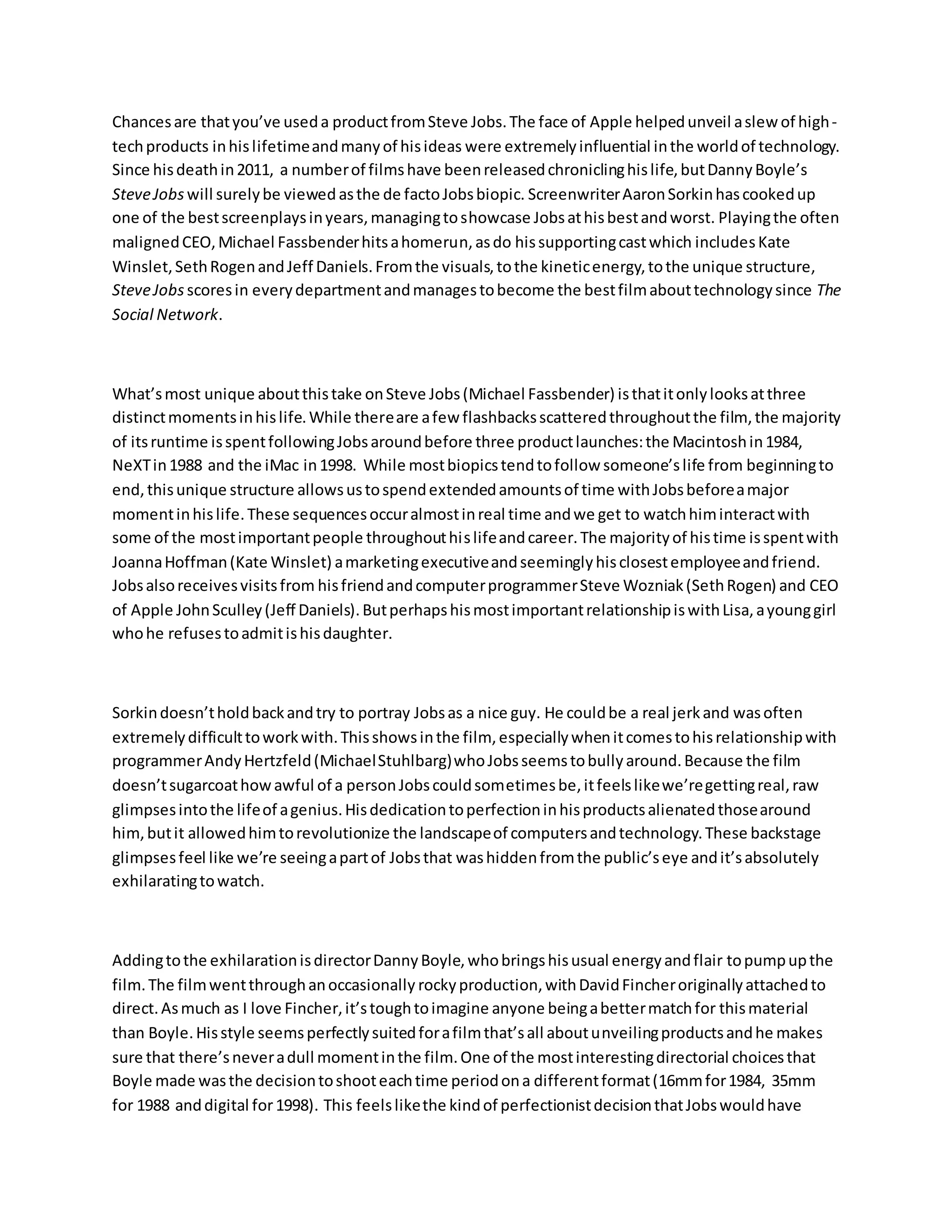 Steve jobs - Movie Review | DOCX