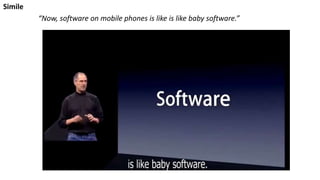 “Now, software on mobile phones is like is like baby software.”
Simile
 