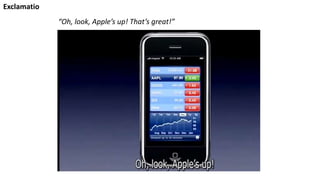 “Oh, look, Apple’s up! That’s great!”
Exclamatio
 