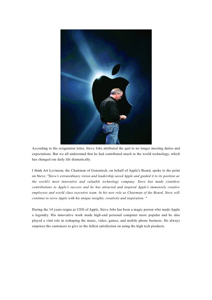 Steve jobs resigns as the ceo of apple