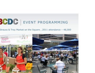 EVENT PROGRAMMING

Strauss & Troy Market on the Square , 2011 attendance – 48,000
 