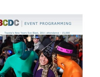 EVENT PROGRAMMING

Toyota’s New Years Eve Blast, 2011 attendance - 15,000
 
