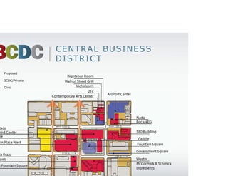 C E N T R A L B U S I N E SS
               DISTRICT
Proposed

3CDC/Private

Civic
 