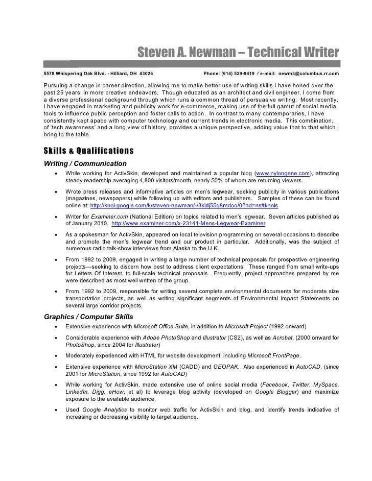 Resume technical writer