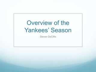 Overview of the
Yankees’ Season
Steven DeCillis
 
