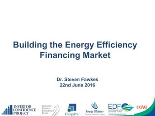 Dr. Steven Fawkes
22nd June 2016
Building the Energy Efficiency
Financing Market
 