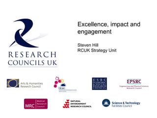 Excellence, impact and
engagement

Steven Hill
RCUK Strategy Unit
 