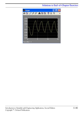 Introduction to Simulink with Engineering Applications, Second Edition 1−41
Copyright © Orchard Publications
Solutions to End−of−Chapter Exercises
 