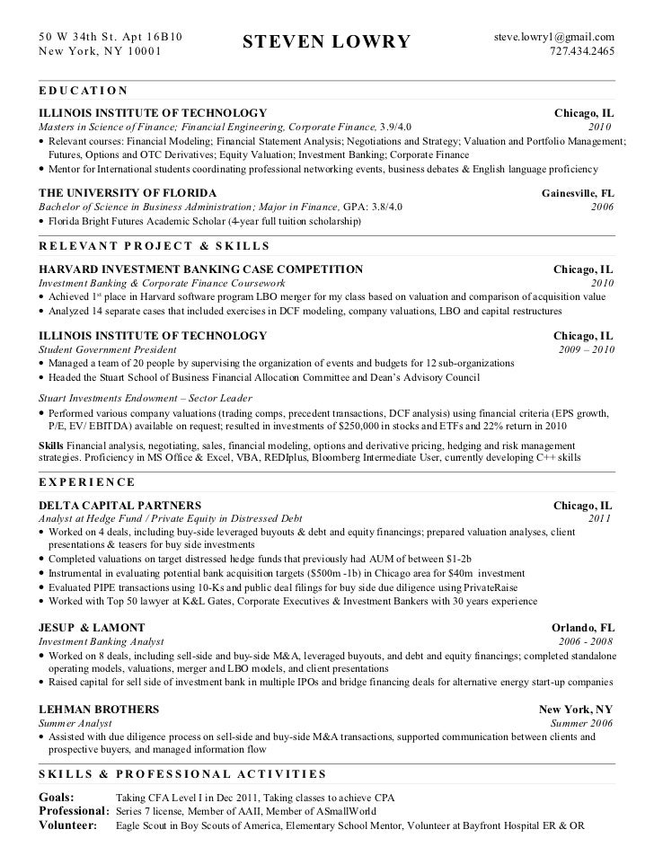 7 license resume sample series V7 Finance Ny Lowry Resume Steven
