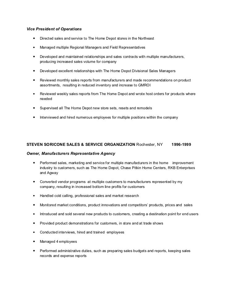 home depot resume examples