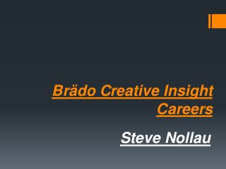 Brädo Creative Insight
Careers
Steve Nollau
 