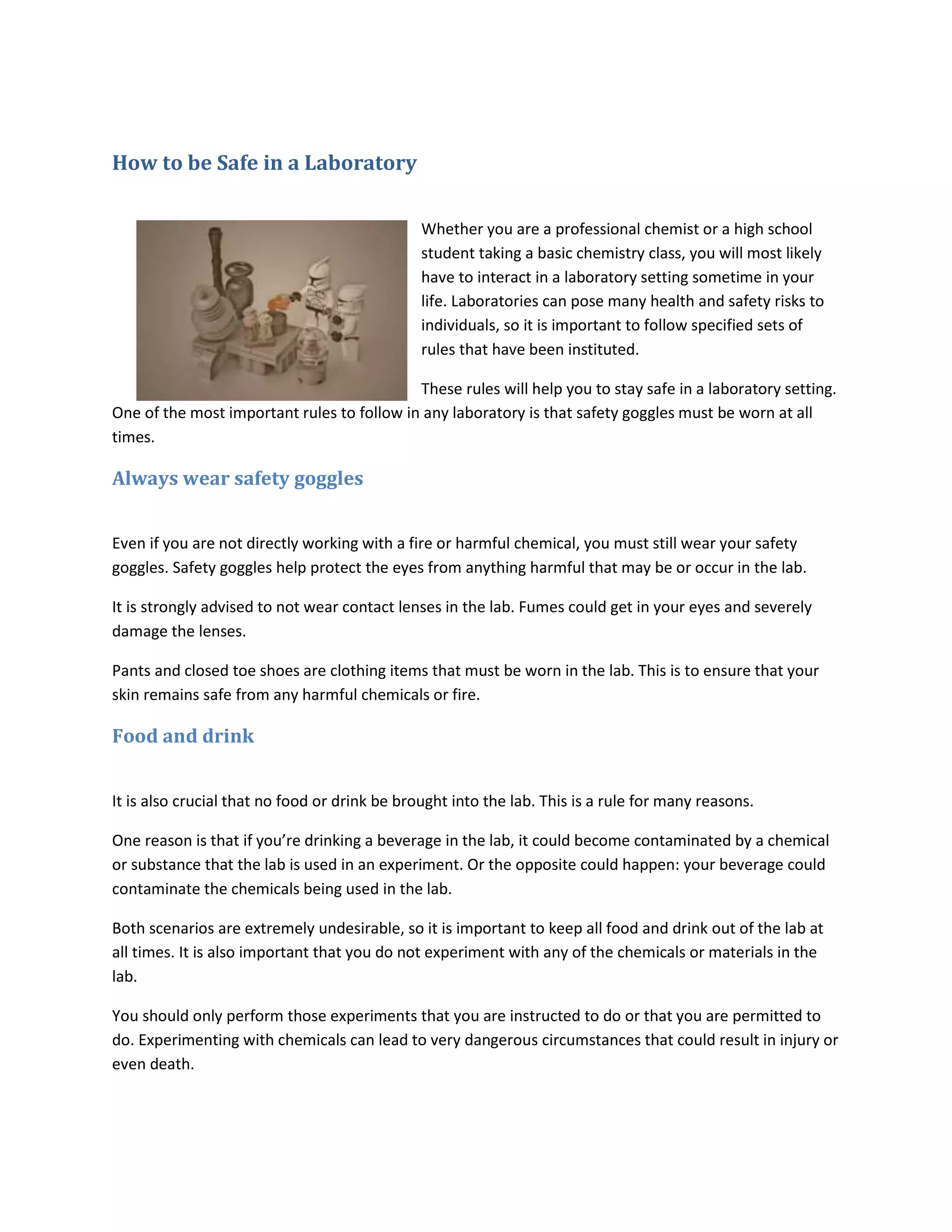 How to be Safe in a Laboratory | PDF