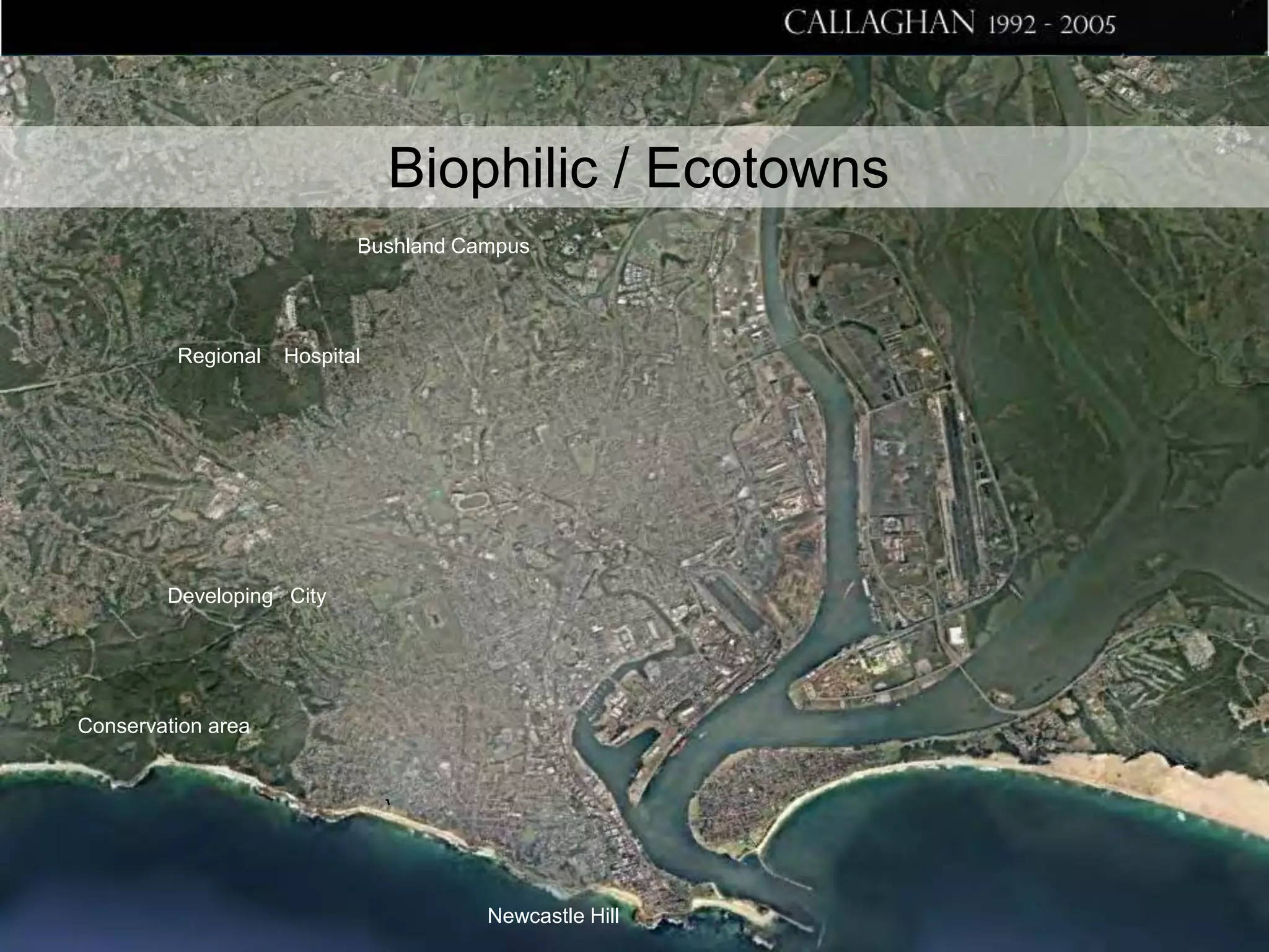Biophilic / Ecotowns
Bushland Campus

Regional

Hospital

Developing City

Conservation area

Newcastle Hill

 