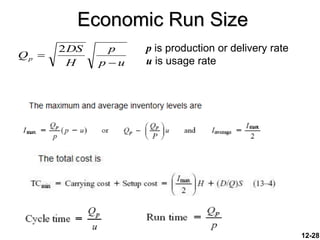 12-28
Economic Run Size
u
p
p
H
DS
Qp


2 p is production or delivery rate
u is usage rate
 