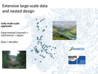 Extensive large-scale data
and nested design
Fully multi-scale
approach:
Experimental channels >
catchments > region
Days > decades
 