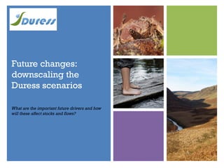 +
What are the important future drivers and how
will these affect stocks and flows?
Future changes:
downscaling the
Duress scenarios
 