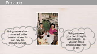The Designer Is Present ‹#› Portigal
Click to edit Master title stylePresence
Being aware of
your own thoughts
and feelings…so
you can make
choices about how
to act.
Being aware of and
connected to the
present moment -
and only the
present moment.
 
