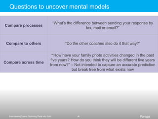 Show people a solutionConsider the difference betweentestingandexploringAvoid “Do you like this?”Don’t show your best guess at a solution; instead identify provocative examples to surface hidden desires and expectationsMake sure you are asking the right questionsWhat does this solution enable? What problems does it solve?Especially for new products, needed before getting into specifics of your implementationImage from Roberto and Worth1000.com 