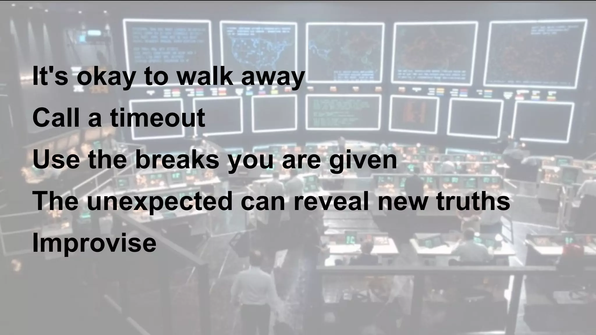 ‹#› Portigal
Click to edit Master title style
It's okay to walk away
Call a timeout
Use the breaks you are given
The unexpected can reveal new truths
Improvise
 
