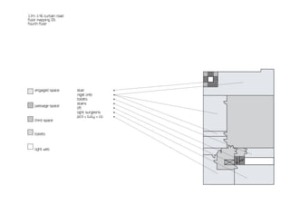 134-146 curtain road
floor mapping 05
fourth floor




   engaged space       stair              •
                       nigel limb         •
                       toilets            •
                       stairs             •
   passage space
                       lift               •
                       light surgeons     •
                       pd3 + tully + co   •
   third space


   toilets



   light well
 