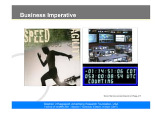 ©2011. The ARF. All rights reserved
Stephen D Rappaport, Advertising Research Foundation, USA
Festival of NewMR 2011 - Session 7 Schedule: 9:00pm-11:00pm (GMT)
Business Imperative
Creates Competitive Advantage
Source: http://www.senseandrespond.com/?page_id=7
 