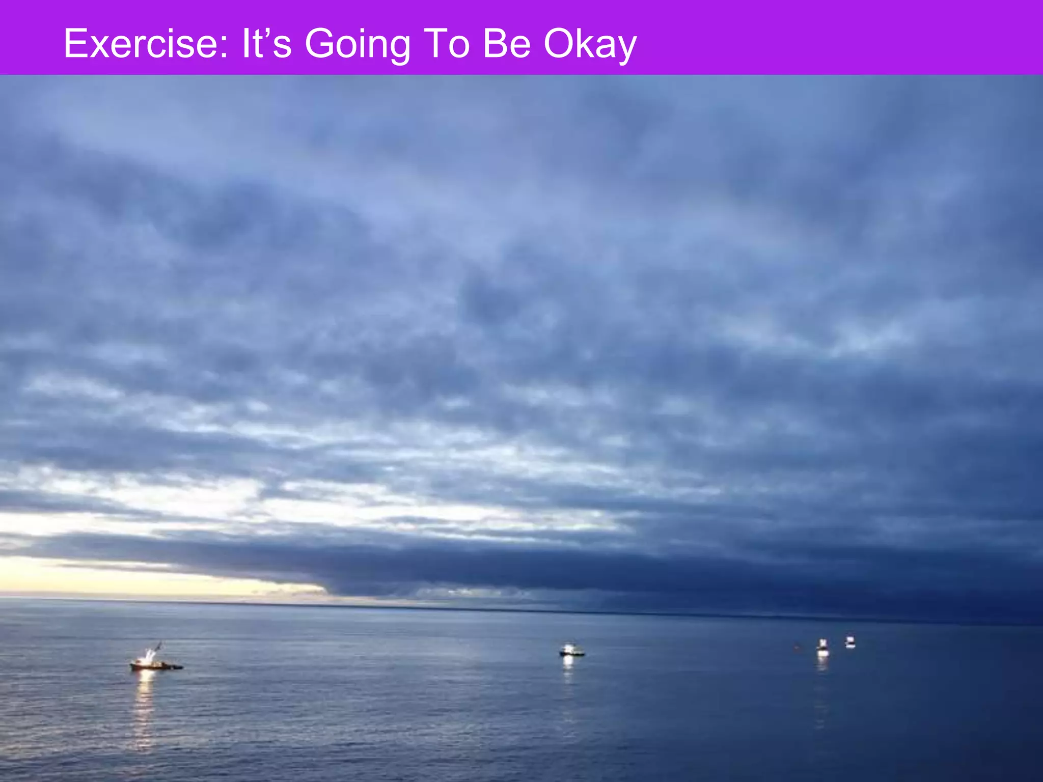 The Designer Is Present ‹#› Portigal
Click to edit Master title styleExercise: It’s Going To Be Okay
 