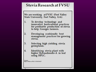 FVSU CAFST Stevia Research