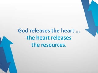 God releases the heart …
the heart releases
the resources.
 