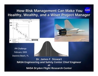 How Risk Management Can Make You
Healthy, Wealthy, and a Wiser Project Manager




    PM Challenge
   February 2009
  Daytona Beach, FL
                    Dr. James F. Stewart
      NASA Engineering and Safety Center Chief Engineer
                             at
            NASA Dryden Flight Research Center
 