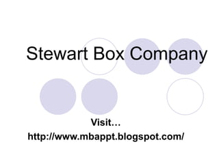 Stewart Box Company Visit… http://www.mbappt.blogspot.com/ 