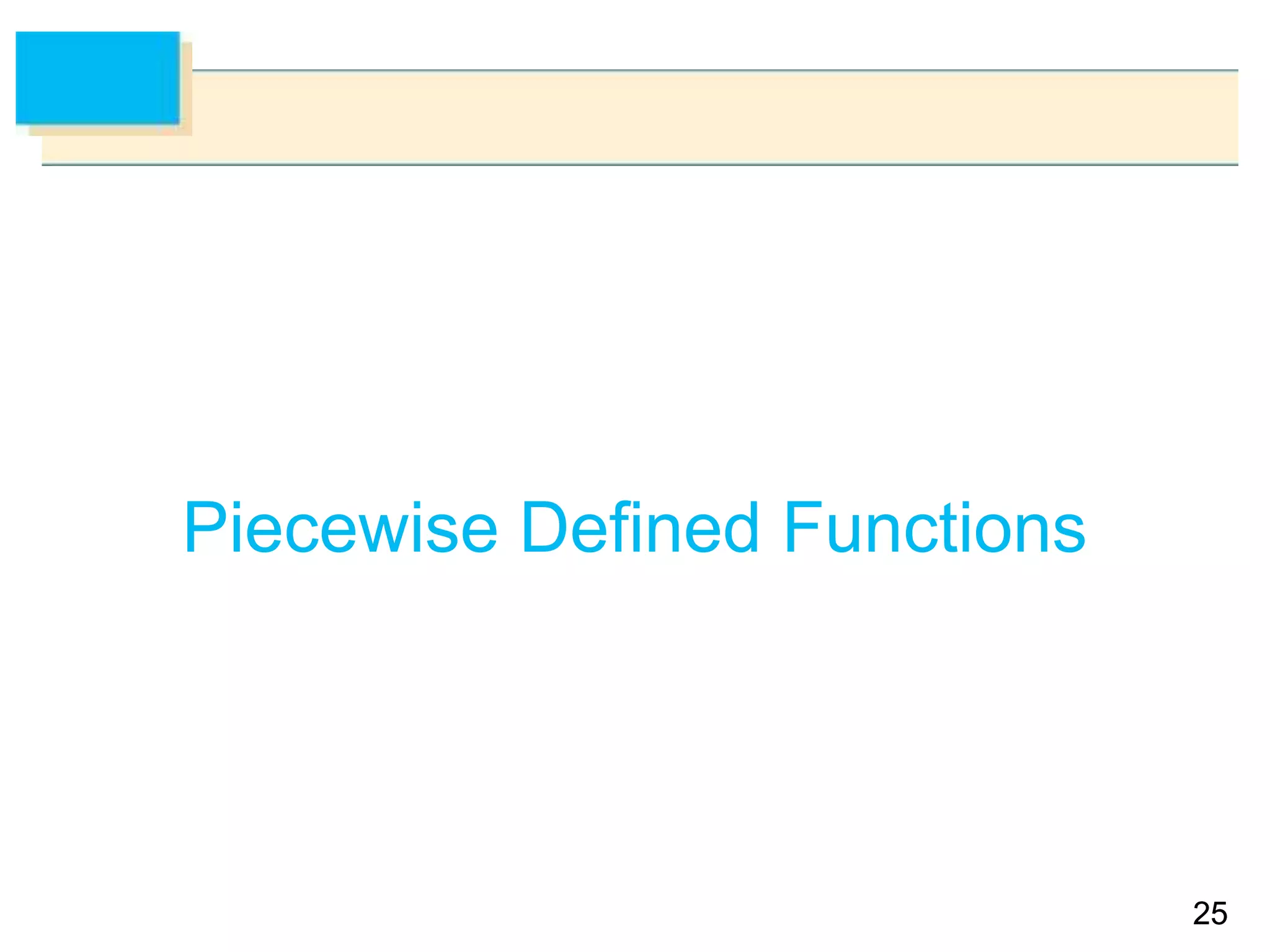 25
25
Piecewise Defined Functions
 