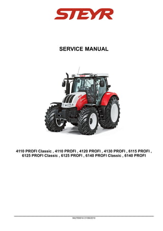 SERVICE MANUAL
4110 PROFI Classic , 4110 PROFI , 4120 PROFI , 4130 PROFI , 6115 PROFI ,
6125 PROFI Classic , 6125 PROFI , 6140 PROFI Classic , 6140 PROFI
84276591A 01/06/2010
 