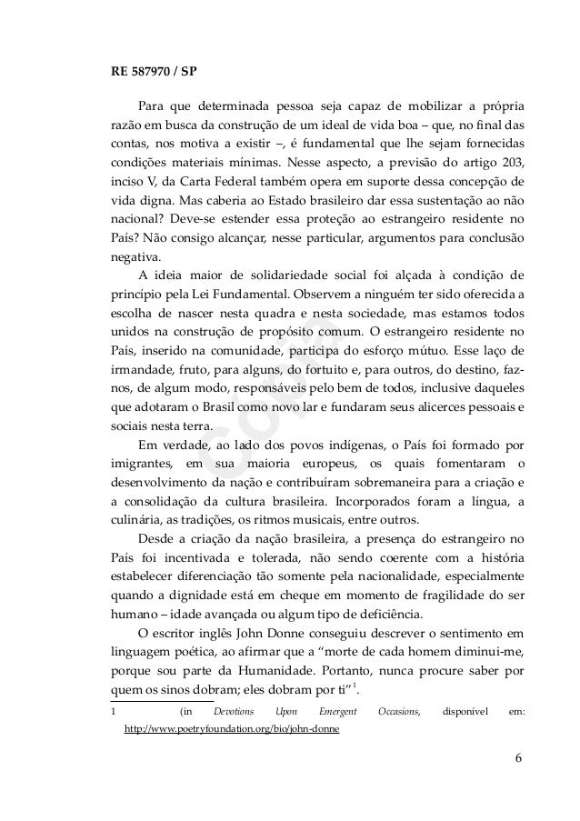 STF - Estrangeiro residente no país tem direito à 
