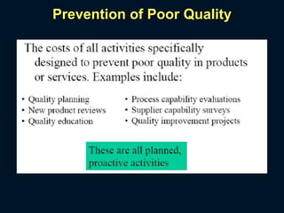 Prevention of Poor Quality
 