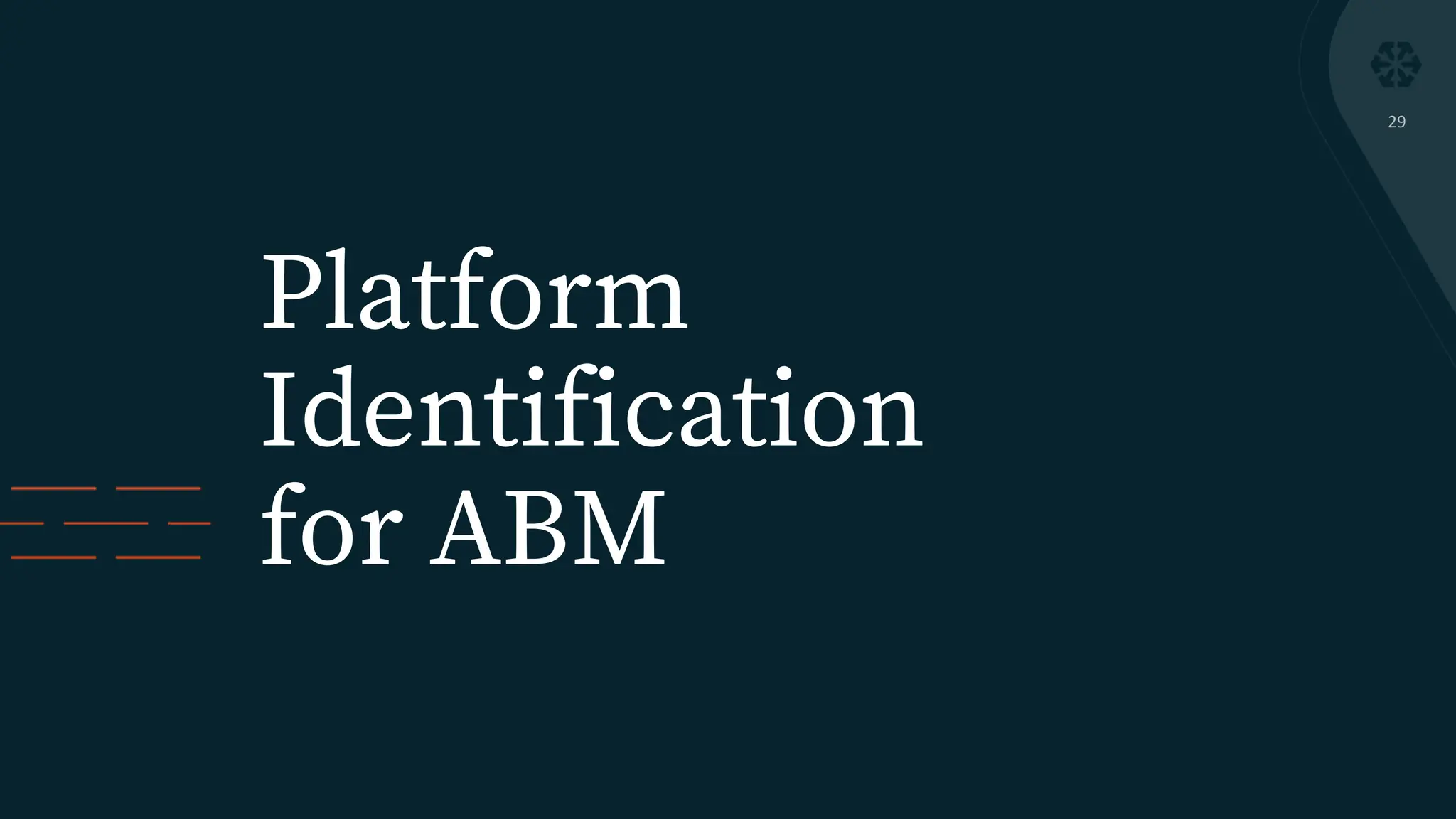 Platform
Identification
for ABM
29
 