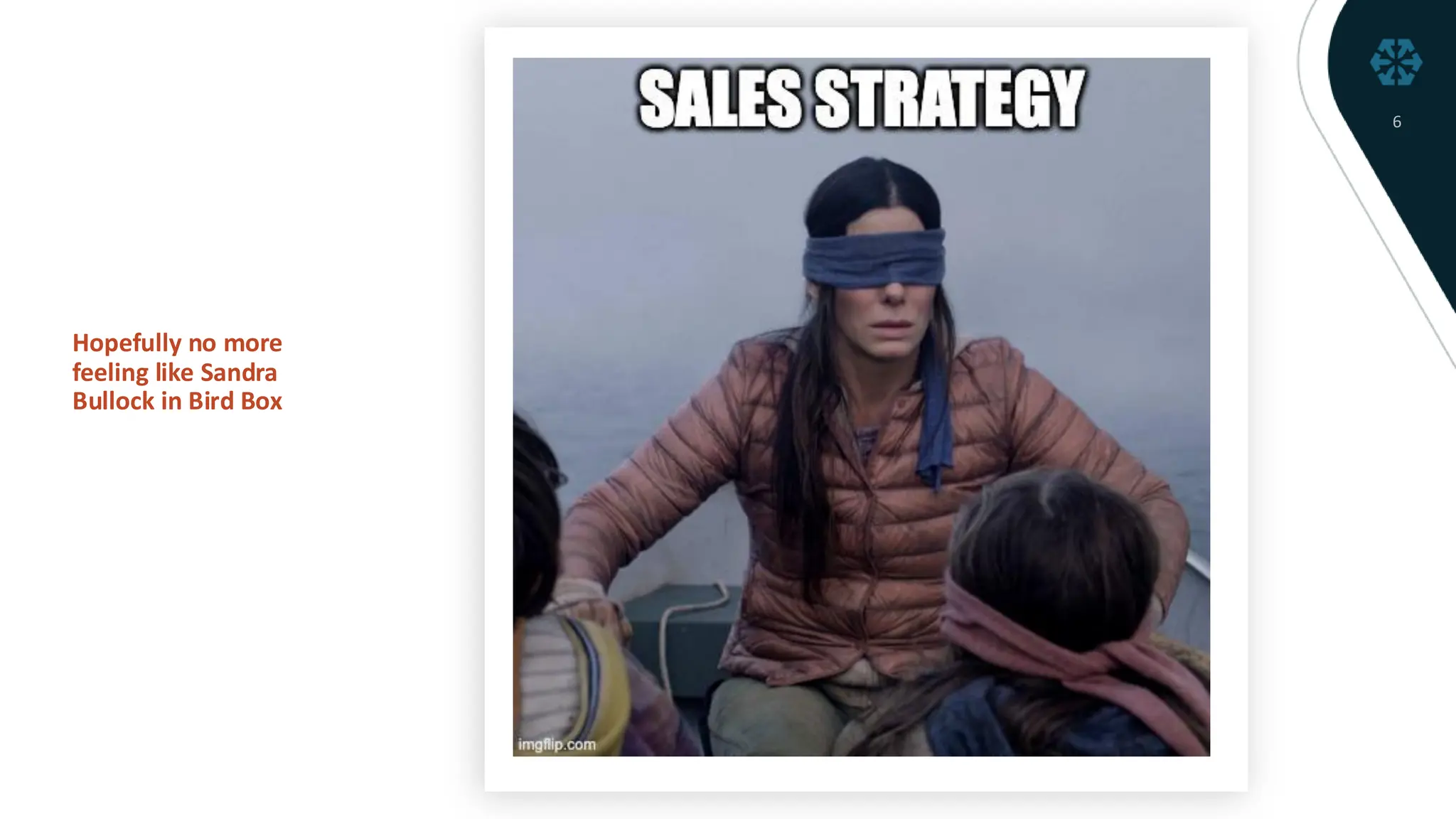 6
Hopefully no more
feeling like Sandra
Bullock in Bird Box
 
