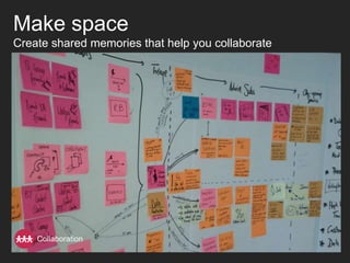 Make space
Create shared memories that help you collaborate




    Collaboration
 