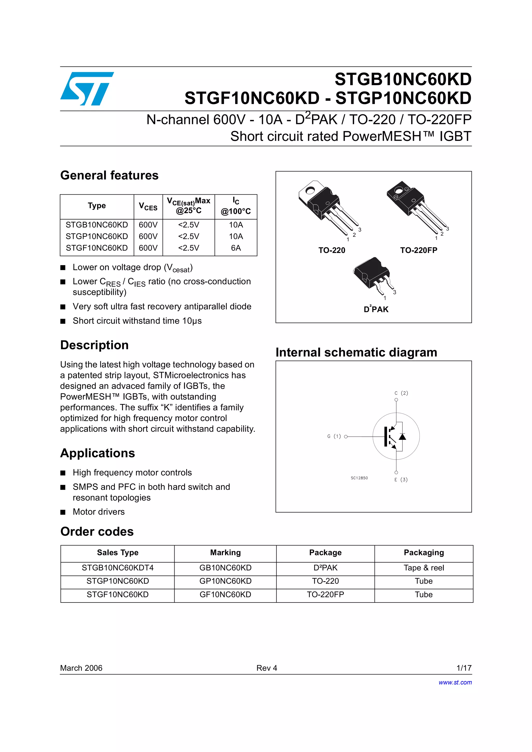 STGF14NC60KD Igbt 600V 14A Transistör To-220FP