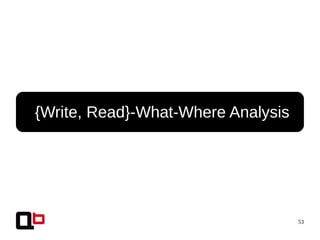 53
● {Write, Read}-What-Where Analysis
 