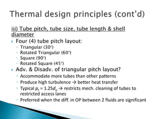 Triangular Tube Layout Thermal rating of Shell & Tube Heat Exchanger | PPTX