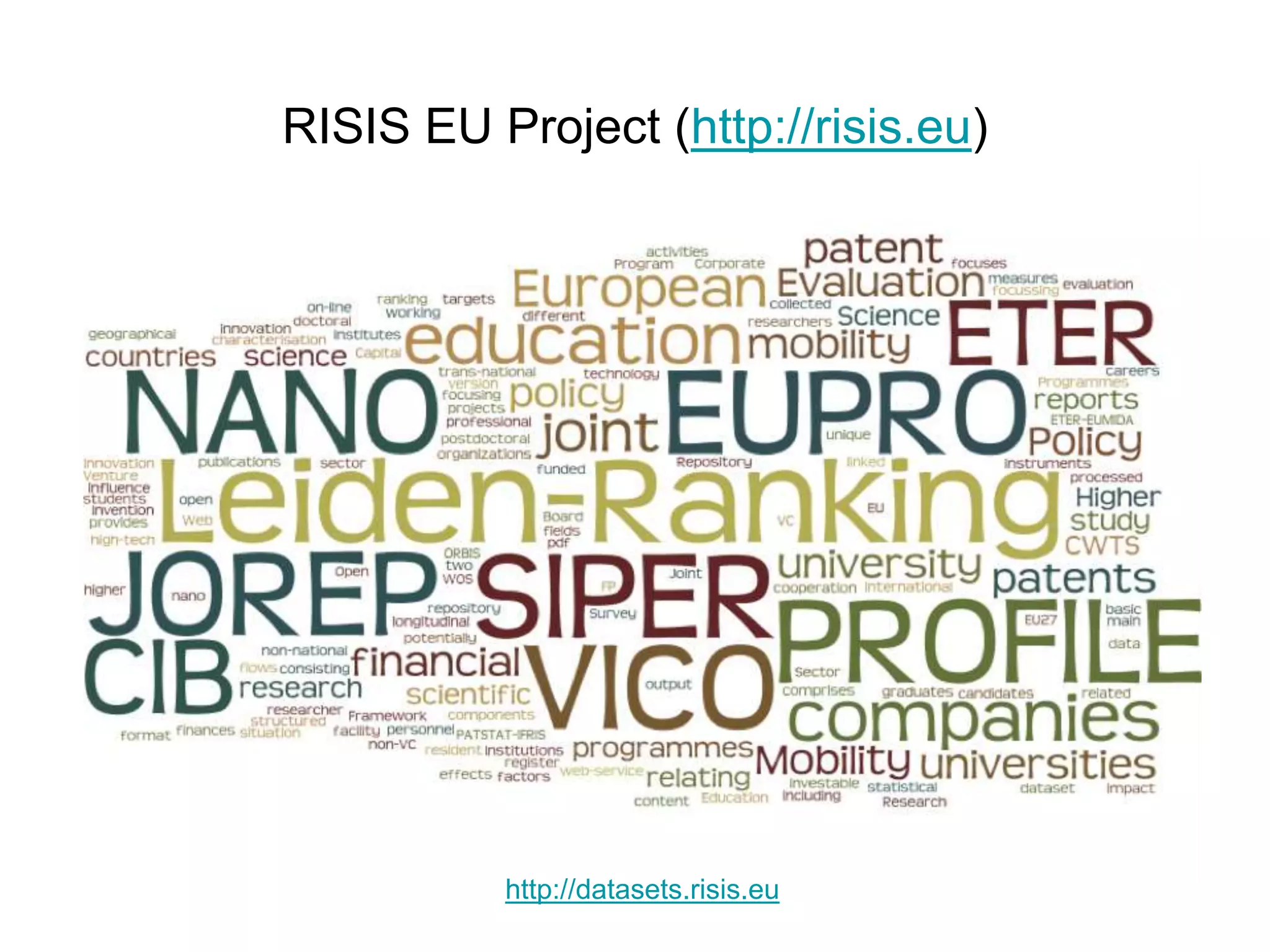 RISIS EU Project (http://risis.eu)
http://datasets.risis.eu
 