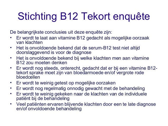 Merg verkwistend Meer StichtingB12Tekort